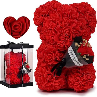 Новый Разноцветный Искусственный Цветок 15*15*22см/16*16*24см Радужный Вечный Медведь из Роз День Рождения День Святого Валентина Цветок