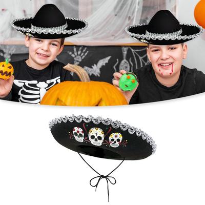Детская шляпа мексиканская ролл с полями Dia De Muertos для защиты от солнца и комфорта. Отлично подходит для пляжного отдыха и тематических вечеринок.