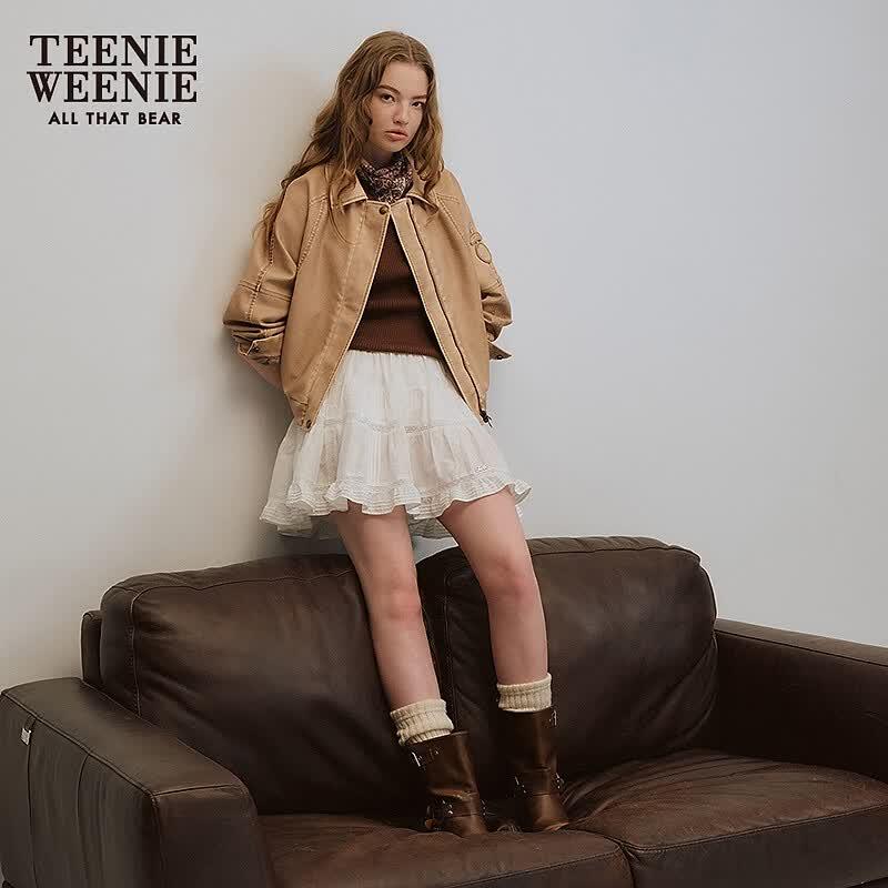 Teenie Weenie Women's Bear Faux Leather Jacket