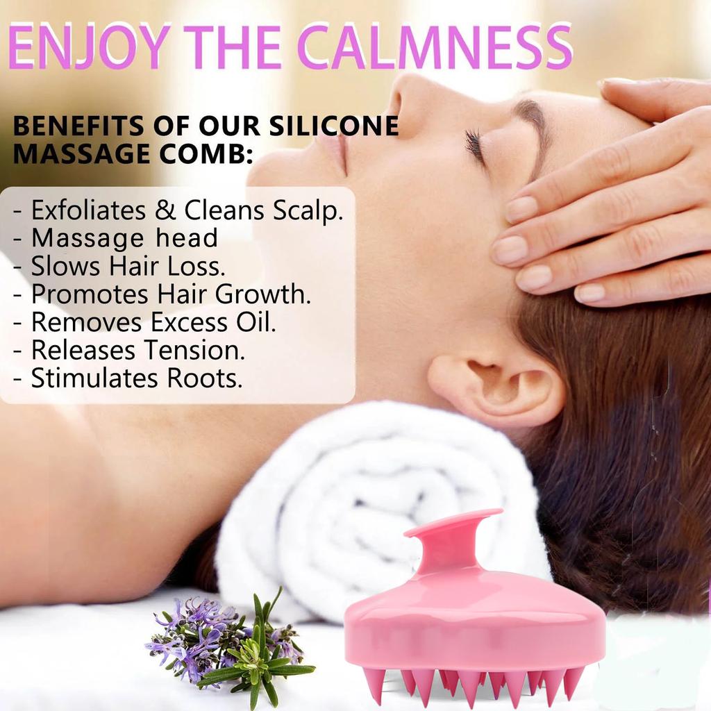 Scalp Massager Head Cleaning Brush Soft Silicone Head Deep Massage Scalp Deep Cleaning Comb Hair Brush Scalp Pink