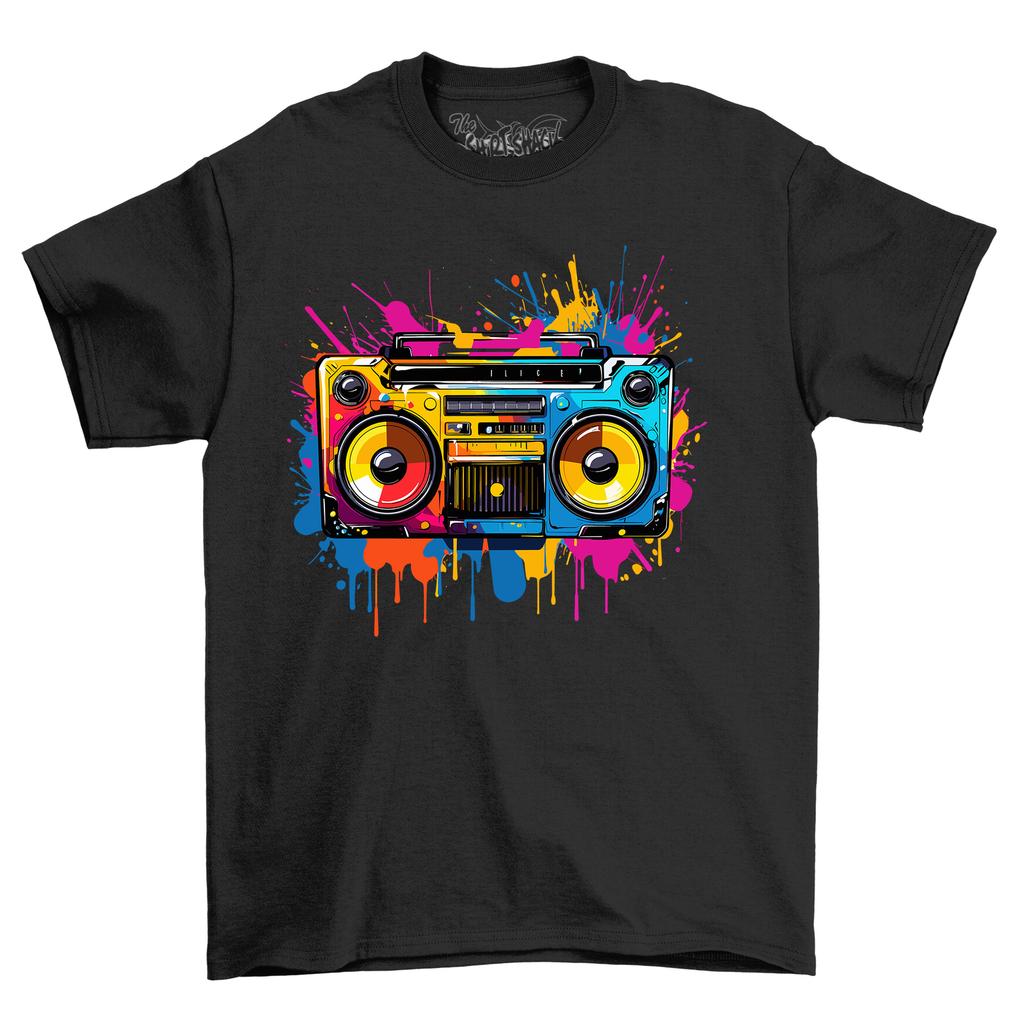 Music Boom Paint Drip Design T-Shirt Mens Womens Tees Top - Groovy and Vibrant! Funny T-Shirt Mens Womens Tees Top, Unisex