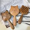 Массажная расческа из сандалового дерева с рисунком головы котенка и тигра - Меридианная расческа с редкими зубьями для домашнего использования