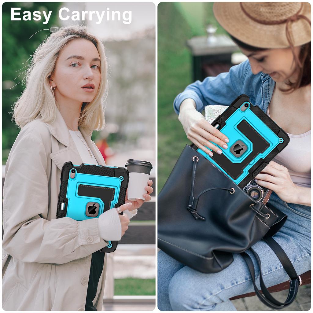 Larger Stand Case Universal for IPad Air 11 2025 M3 2024 M2 Air 4 5 10.9" 3-Layers Protection Hybrid Cover with Shoulder Strap