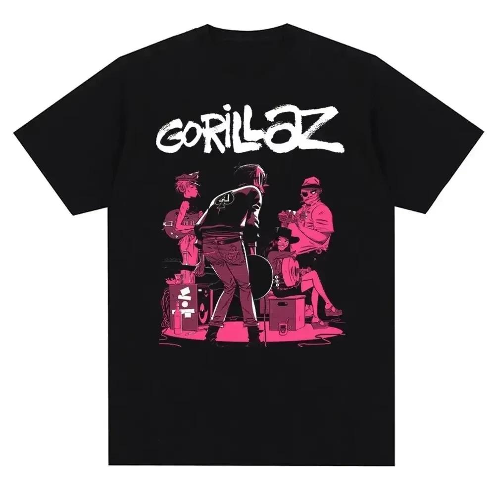 Музыкальная группа Gorillazs Футболка с принтом в стиле панк-рок 90-х Повседневная мода Футболка с коротким рукавом больших размеров Унисекс Графические футболки