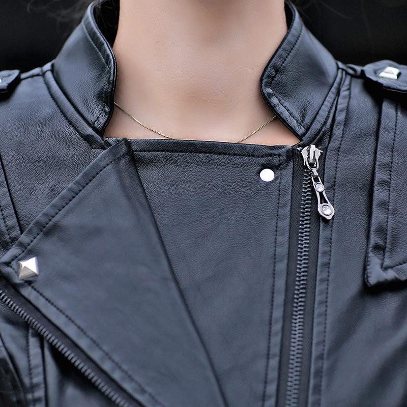 Женская кожаная куртка Осенняя короткая куртка из кожзаменителя Утепленная хлопковая куртка из ПУ кожи Кожаная куртка женская