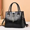2024 Autumn/Winter Stone Pattern Large Capacity Shoulder Bag - Women's Bright Leather Handbag