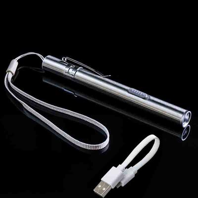 Медицинская ручка-лампа с зарядкой через USB, светодиодная инспекционная лампа-ручка из нержавеющей стали, инспекционная лампа для учеников, фонарик