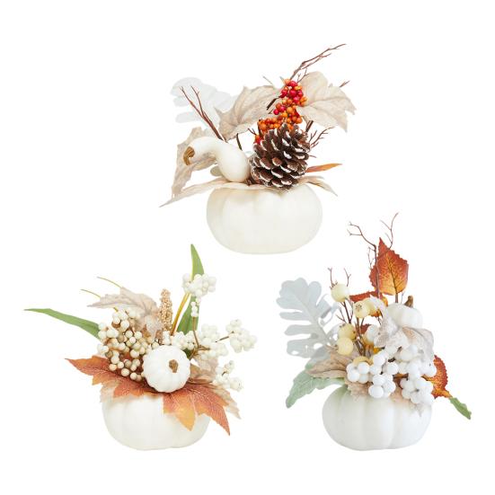 Пенопластовые тыквенные осенние украшения из тыквы с реалистичными кленовыми листьями и ягодами, центральные элементы стола, декор для Дня благодарения, столовая, кухня