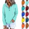 Women's Pullover Hoodies Tops Solid Color Casual Button Down Long Sleeve Pocket Sweatshirts