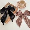 Сплошной цвет, зажим для головы с большим бантом, зажим для хвоста, весенний головной убор, бархатные низкие заколки-булочки для женщин