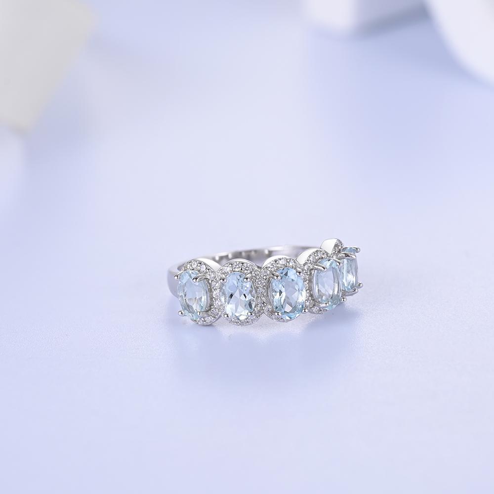 Великолепное массивное серебряное кольцо для женщин, натуральный аквамарин, мартовский камень, камень для повышения смелости и уверенности, роскошные ювелирные изделия
