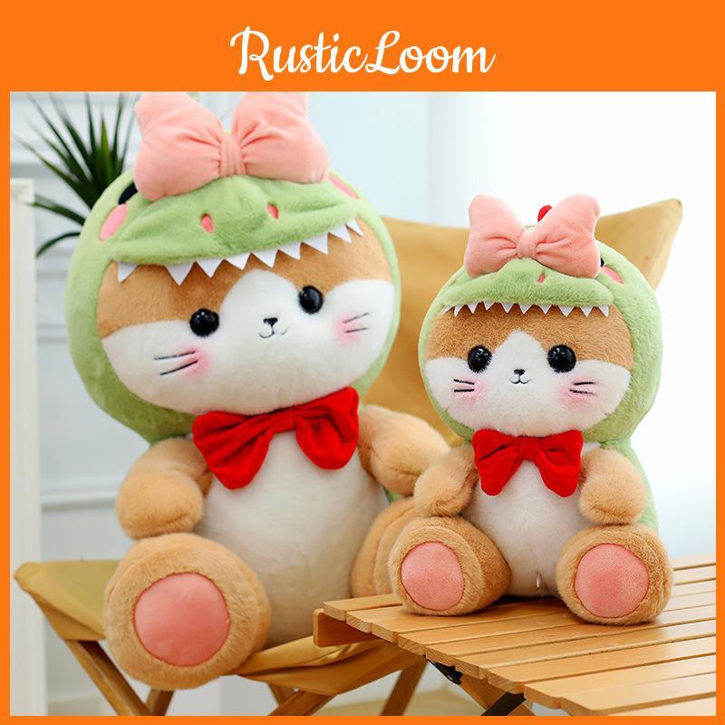 Dinosaur Cat Bowknot Plush Toy Stuffed Animal Doll Cartoon Decoration Gift Kids