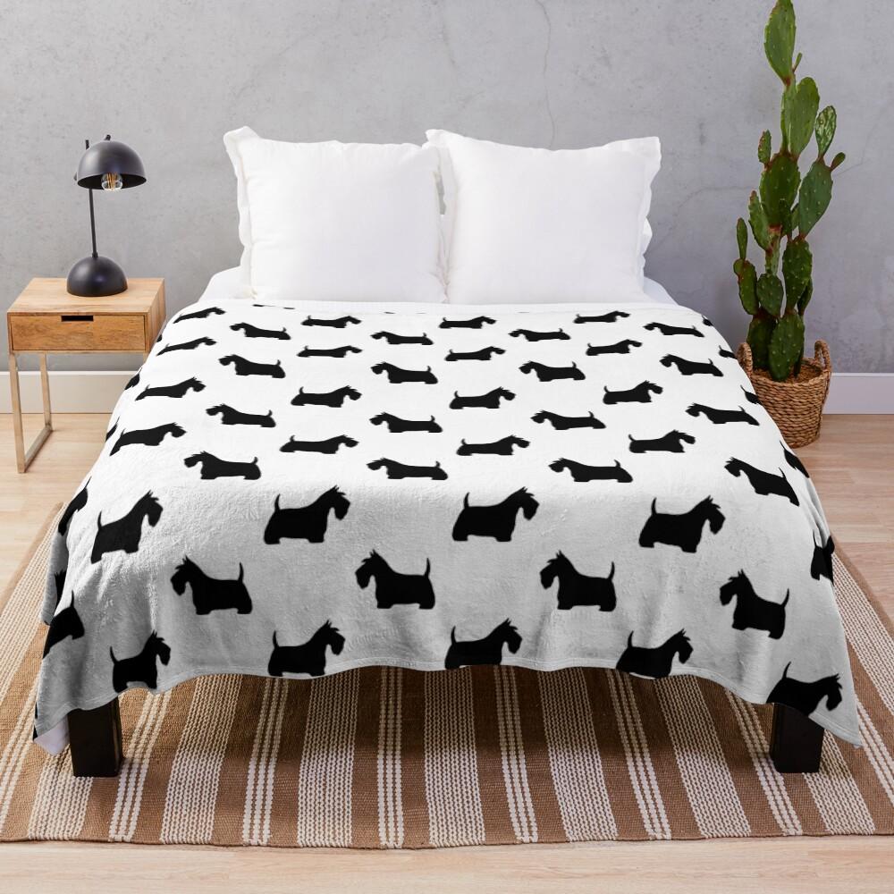Scottish Terrier Silhouette(s) Black Scottie Dog Throw Blanket
