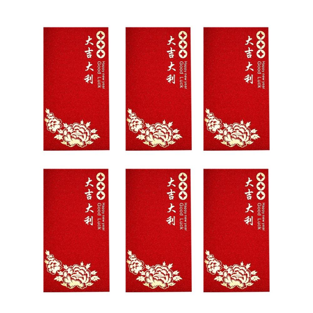 6 шт. Красный карманный новогодний красный конверт винтажные денежный карманный конверт на удачу китайский новый год