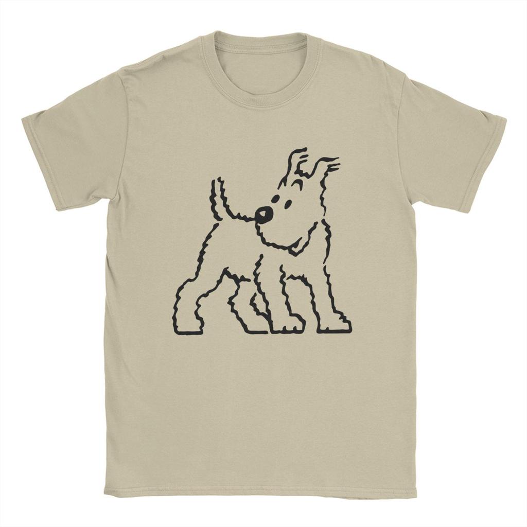 Футболка «Снежок» Капитан Хэддок Мужская Мультяшная Винтажная из Чистого Хлопка Футболка с Круглым Вырезом и Коротким Рукавом Идея для Подарка Одежда