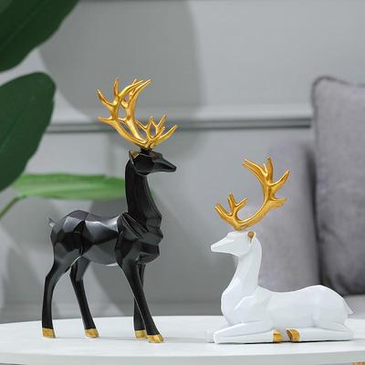 Скандинавская полимерная фигурка лося в стиле оригами для украшения гостиной - подарок на новоселье