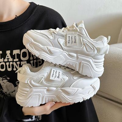 Модные женские новые массивные кроссовки женские дышащие сетчатые повседневные туфли спортивные женские туфли на платформе со шнуровкой из вулканизированной стали Zapatillas Mujer