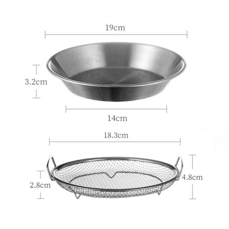 Stainless Steel Round Drain Tray Oven Safe Nonstick Oil Draining Baking Pan for Low Fat Cooking Meals