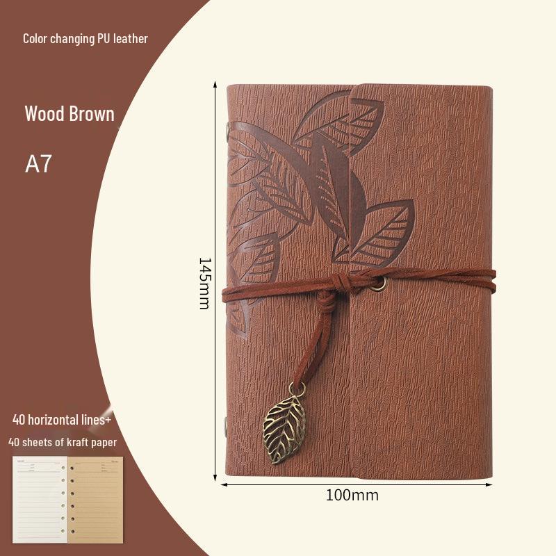 Retro Leaf Ring-Bound Travel Journal Notebook