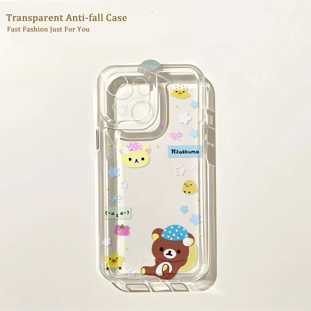 Милый аниме чехол Rilakkumas для IPhone 17 16 16e 15 14 13 12 11 Mini Pro Max X XR XSMax 7 8 Air Plus Прозрачная задняя крышка