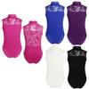 Kids Girls Ballet Dance Gymnastics Leotard Lace Turtle Neck Lace Back Sleeveless