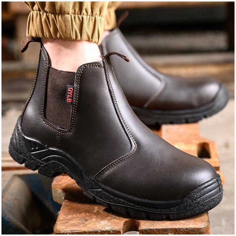 Мужская мода стальной подносок рабочие защитные ботинки мягкая кожа рабочая обувь инструментальная безопасность челси ботильоны боты защитная обувь