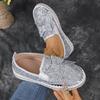 Women's Gold Silver Bowtie Sequin Flats Shiny Crystal Thick Sole Platform Loafers Ladies Light Comfort Non Slip Casual Shoes