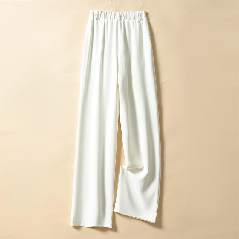 Женские летние брюки 2024 года с высокой талией и широкими штанинами из драпировки: Повседневные прямые брюки, закрывающие бедра