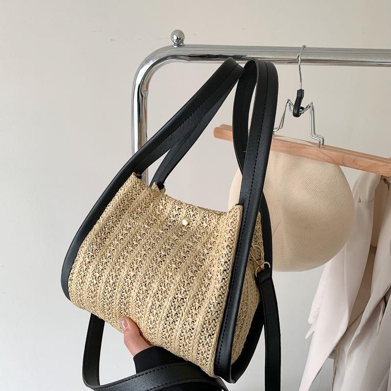 Mori универсальная повседневная плетеная женская сумка через плечо 2025 большая вместительная сумка-тоут под мышкой для поездок на работу, портативная соломенная сумка