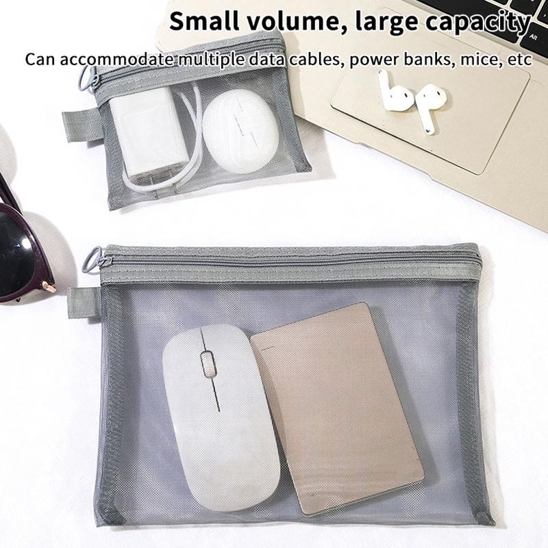 Mini Mesh Hard Disk Card Reader Bags Portable Earphone Data Cable Chargers Storage Bag U Disk Zipper Pouch Travel Organizer