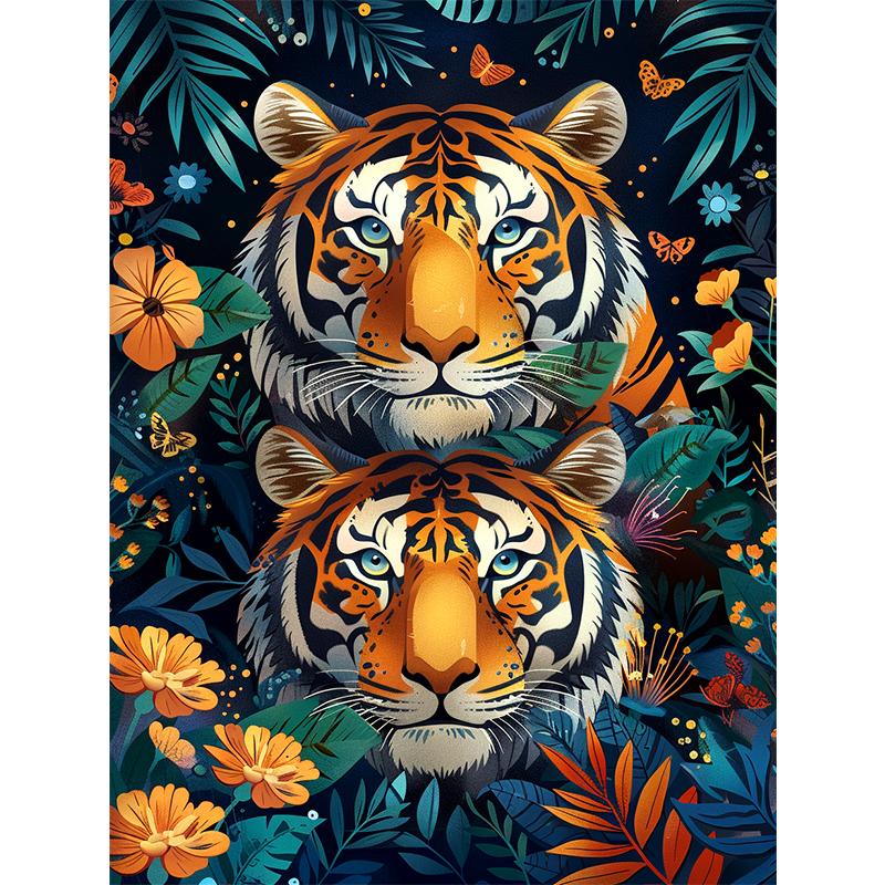 5d DIY Алмазная картина, вышивка крестом, животные, два тигра, алмазная вышивка, мозаика, полный круглый дрель, домашний декор, искусство