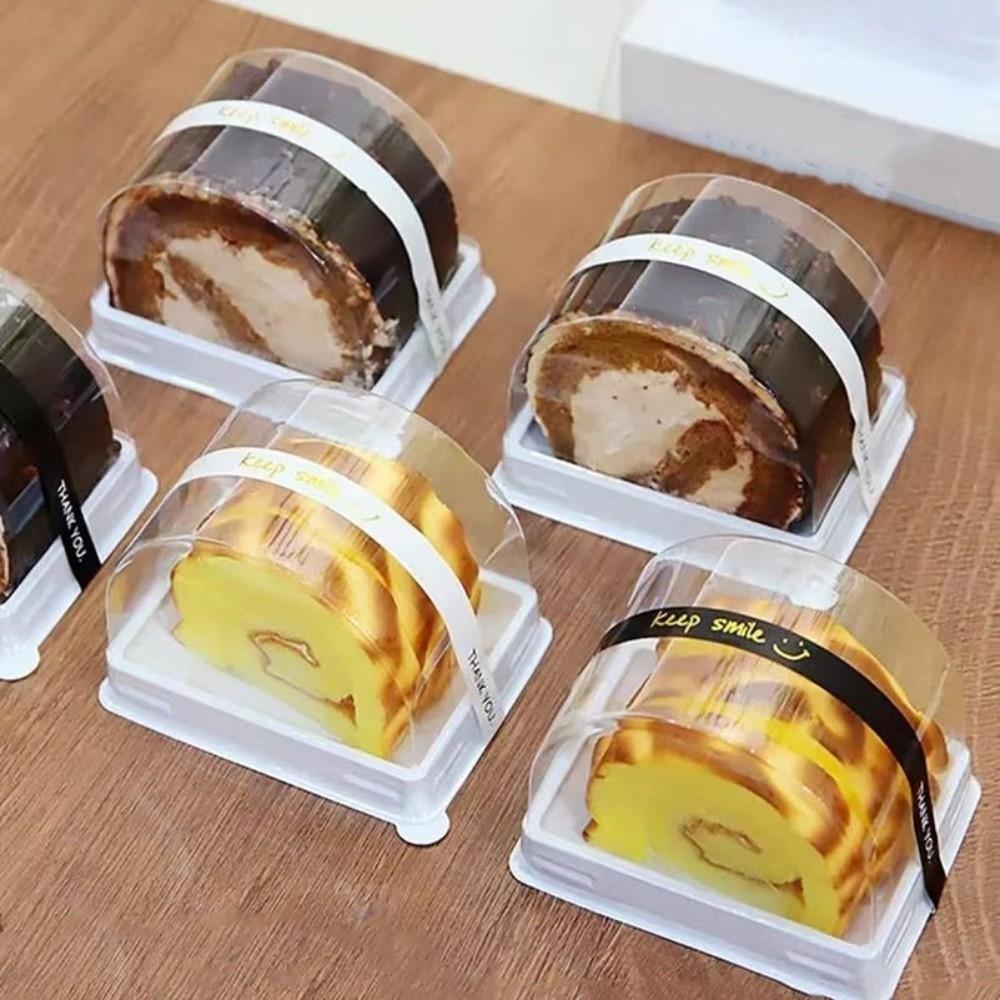50pcs Half Moon Shape Egg-Yolk Puff Container Transparent Gift Package Box Party Supplies