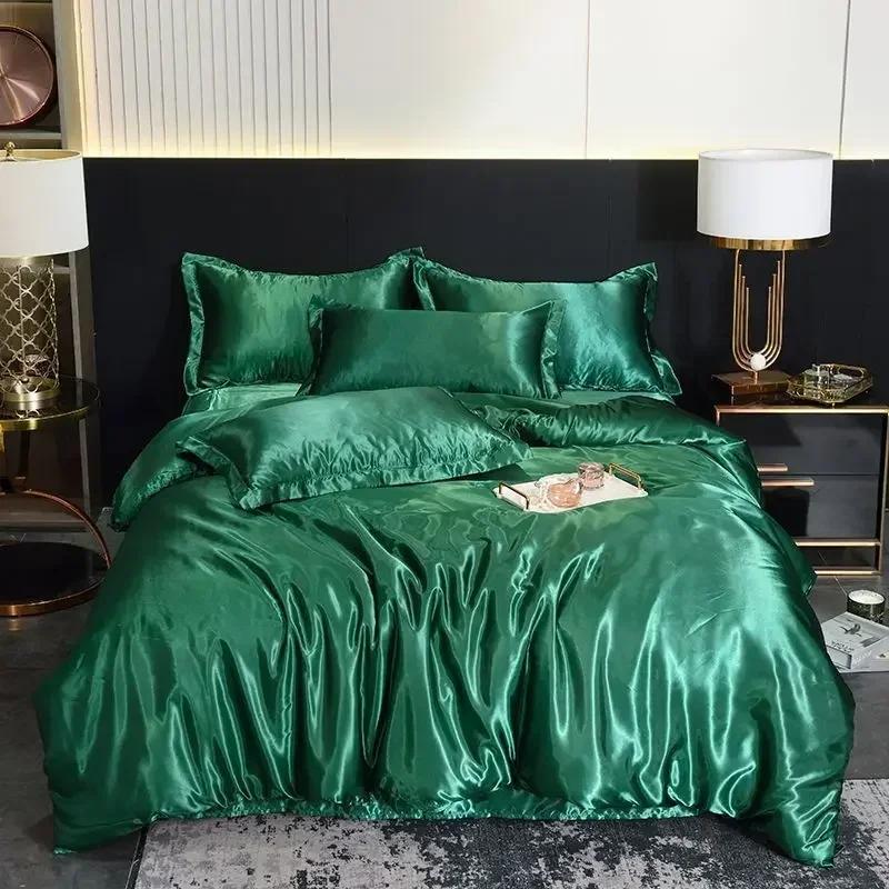 Luxury Gold Mulberry Silk Bedding Set Comforter Quilt Cover Flat Sheet Pillowcase Double Ru Europe Queen Bed Linen Duvet Covers