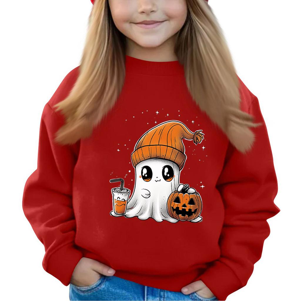 Halloween Day Girls Round Neck Pullovers For Kids Printed Baby Tops