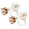 Earrings for Women Popular Earrings Painless Gold Genuine Freshwater Pearl White Single Crystal Pearl Elegant Delicate Small Adult Earrings Resin