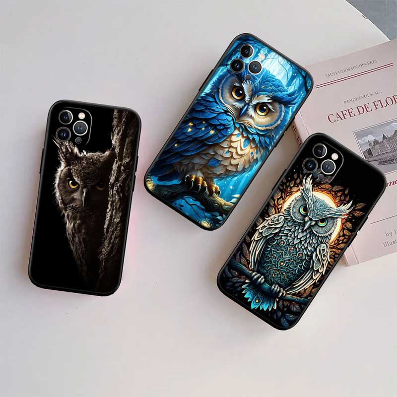 RE16 Cartoon Art Owl Shell Phone Case for Samsung Galaxy Note 10 20 S23 S24 S25 Ultra FE Plus Edge Lite A02S A35 A07 A17