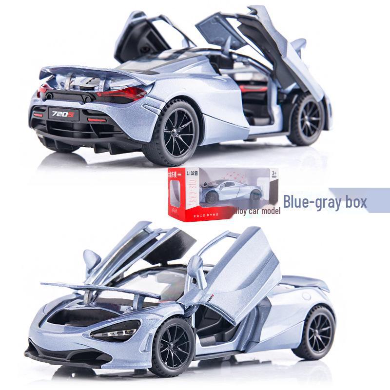 В упаковке 1:32 игрушечных автомобиля McLaren 720S Alloy с инерционным механизмом, звуком и световыми эффектами
