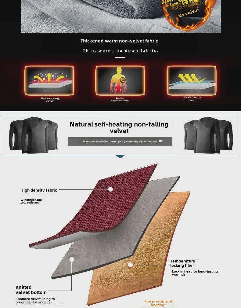Мужская плотная терморубашка с V-образным вырезом и длинным рукавом — облегающий крой, теплая бархатная подкладка, идеально подходит для осени и зимы.