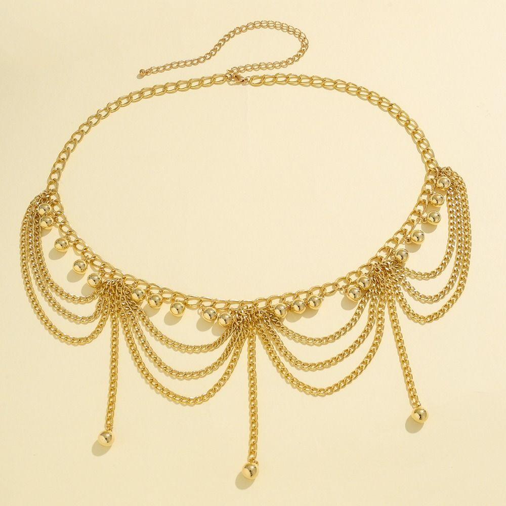 Body Jewelry Metal Body Chain Gold Pearl Tassel Waist Chain Vintage Beach Accessories