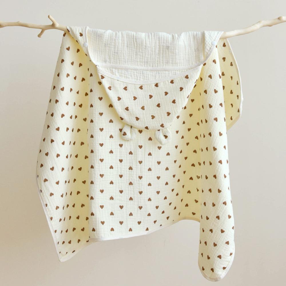 Soft Texture Infant Hooded Towel Wrap Blanket Bear Printed Baby Swaddle Cloth  Baby Wrapping