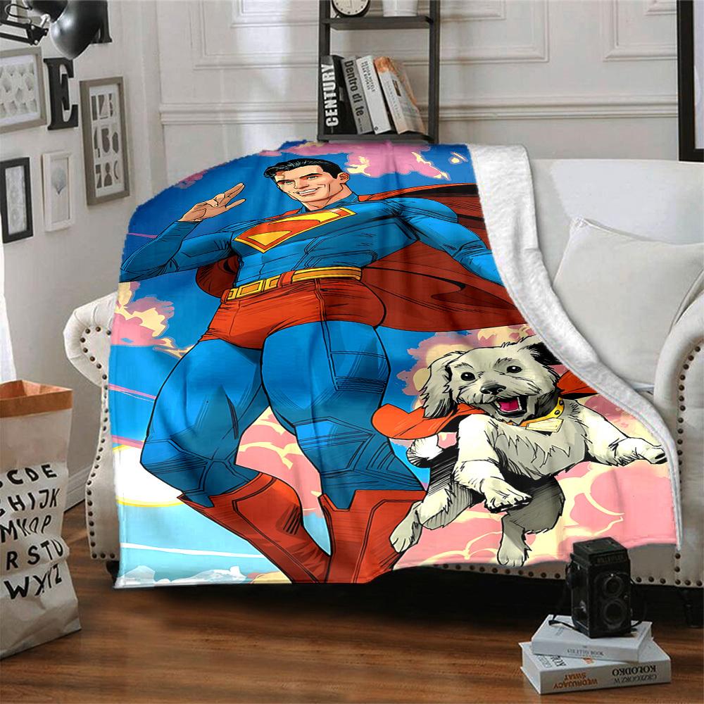 1pc Superman Blanket Lightweight Flannel Throw For Sofa, Bed, Travel, Camping, Livingroom, Office, Couch, Chair, And Bed