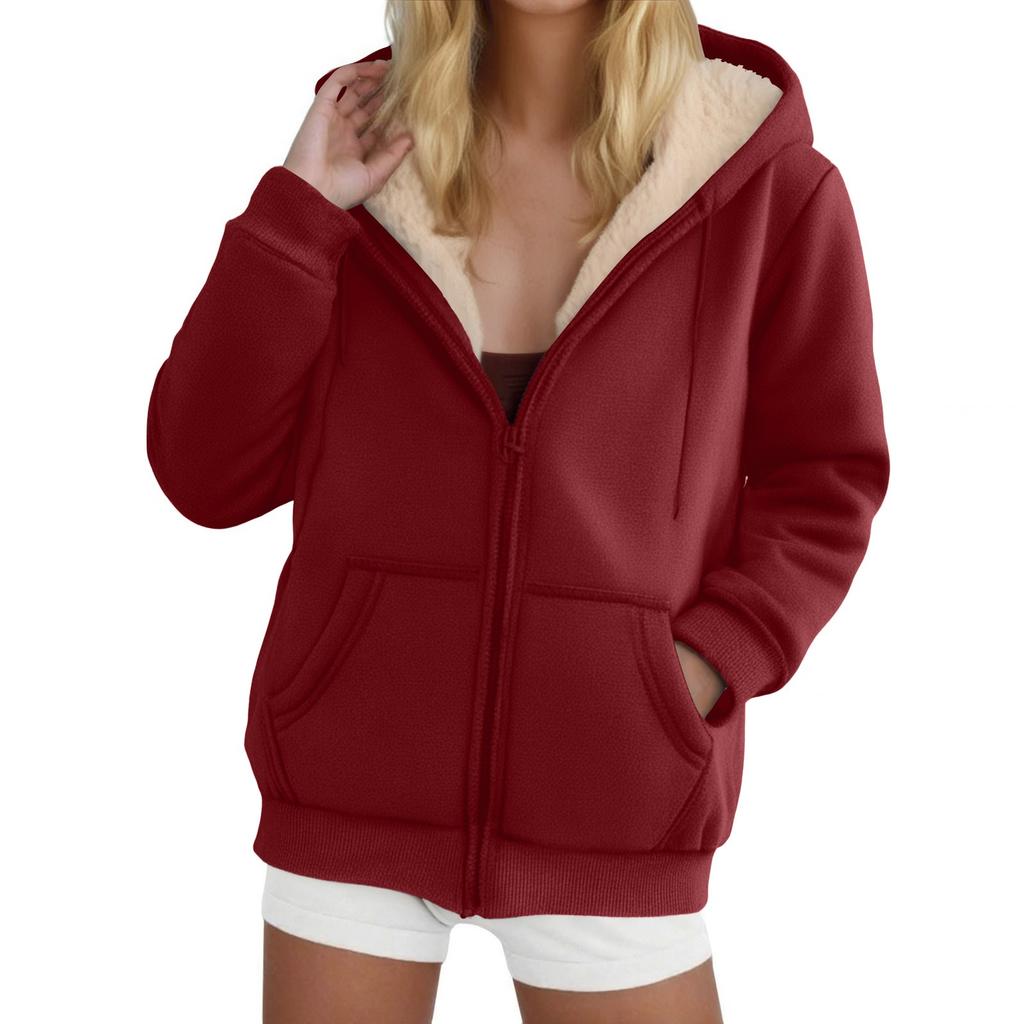 Women's Fashion Casual Sweatshirt Loose Zipper Cardigan Long Sleeve Hooded Jacket