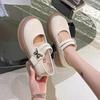 Foreign Trade White Retro Pearl Small Leather Shoes Women's 2025 Summer Shallow Mouth Versatile College Thick-soled Round Head Mary Jane Shoes