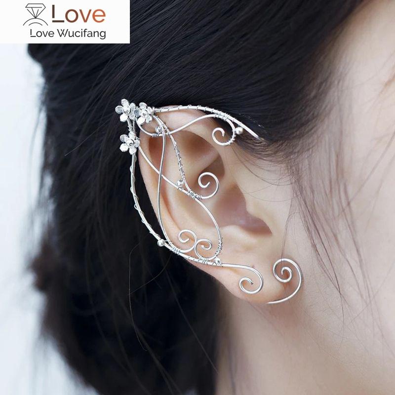 Эльфийские серьги-каффы, клипсы, филигранные серьги-обертки в виде феи, серьги-эльфийские косплей-серьги