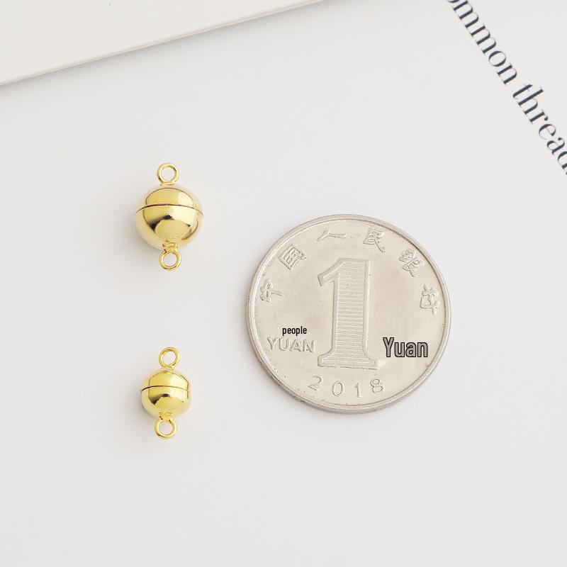 Браслет/Ожерелье из стерлингового серебра 925 пробы ручной работы DIY с жемчугом и гладким сферическим двойным кольцом на магнитной застежке