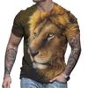 Men's Summer Lion Pattern Tee Casual Loose Sports Top 3D Printed Short Sleeve Retro Men T Shirt