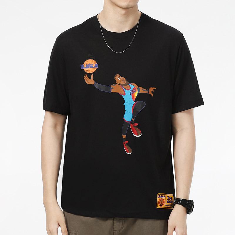 Nike Space Jam 2 LeBron James с мультяшным принтом, спортивная футболка с короткими рукавами, мужские топы, черный DH3832-010