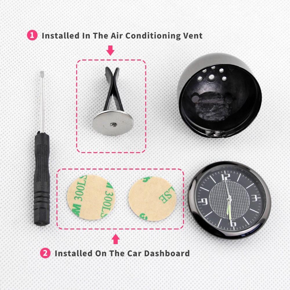 Mini Size Car Clock Round Design Quartz Clock Mechanics Style Luminous Clock Air Conditioner Vent