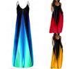 Women Summer Spaghetti Strap A Line Loose Long Gradient Print Dress Plus Size