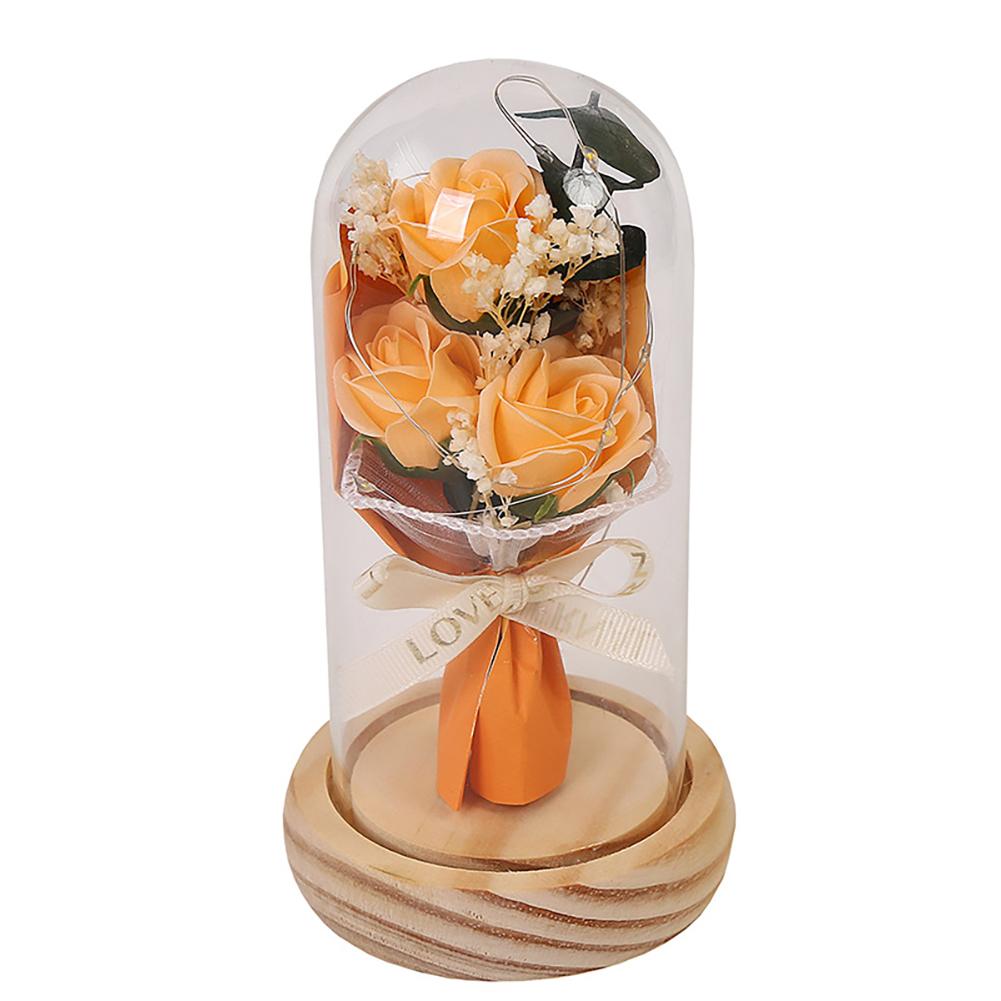 Valentines Rose Birthday Gifts For Women, Artificial Flower Light Up Rose In Glass Cover Decorative Gift For Wife Mom Best Friend Girlfriend Grandma